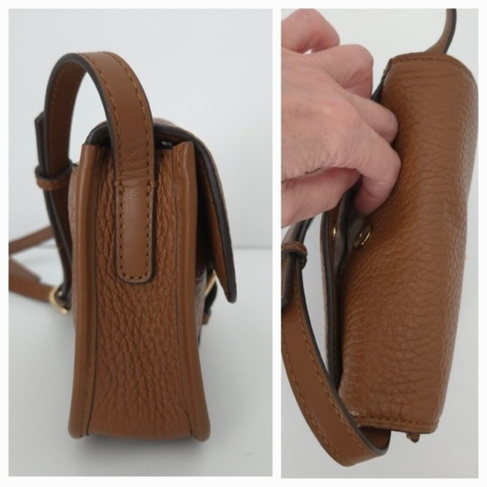 Michael Kors‎ Tan Brown Pebbled Leather Cinder Cooper Flap Crossbody Handbag - Picture 5 of 10